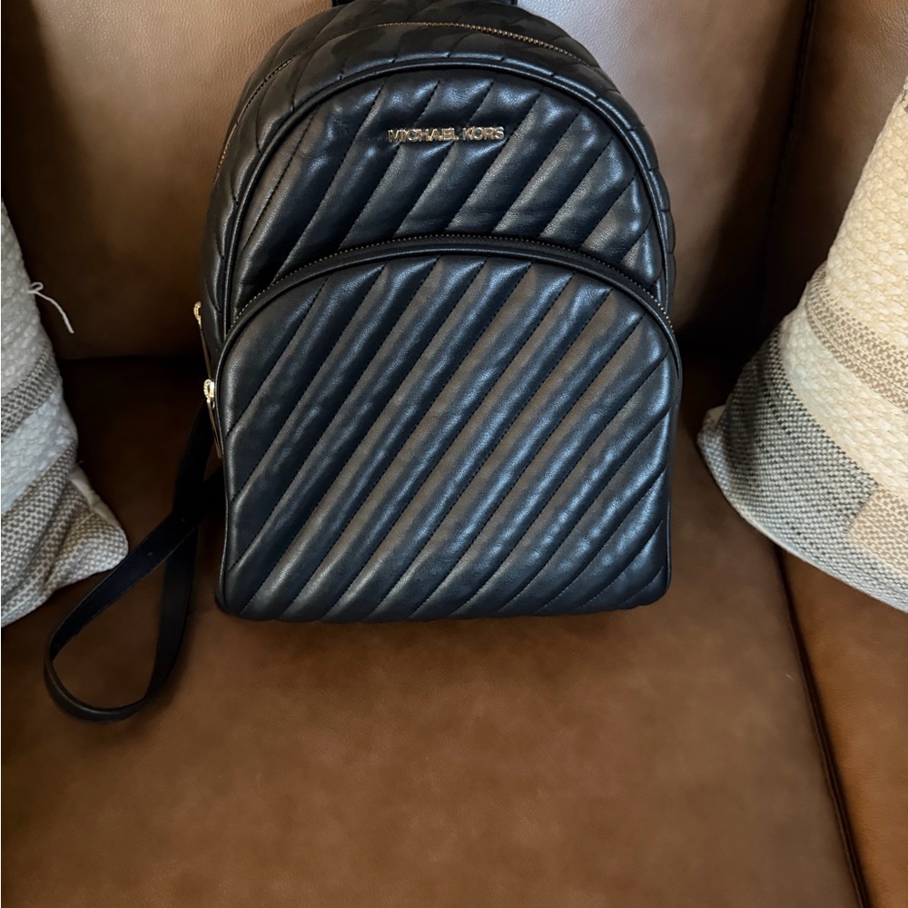 Michael Kors Black Diagonal Quilted Backpack